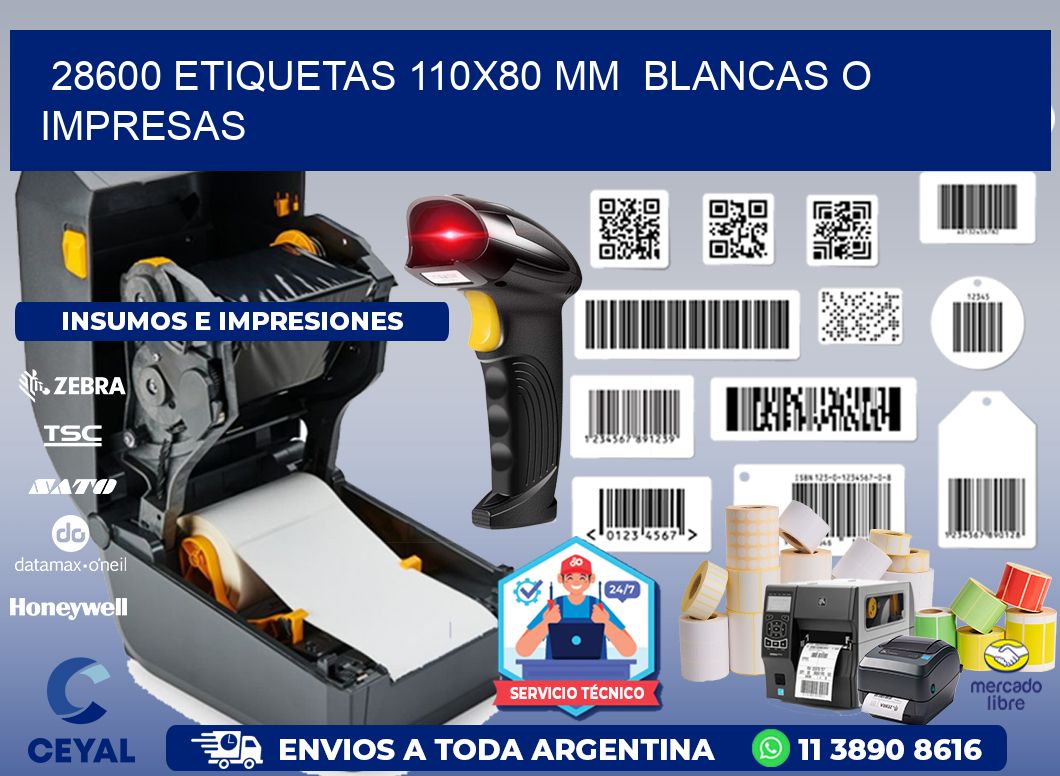 28600 ETIQUETAS 110x80 mm  BLANCAS O IMPRESAS