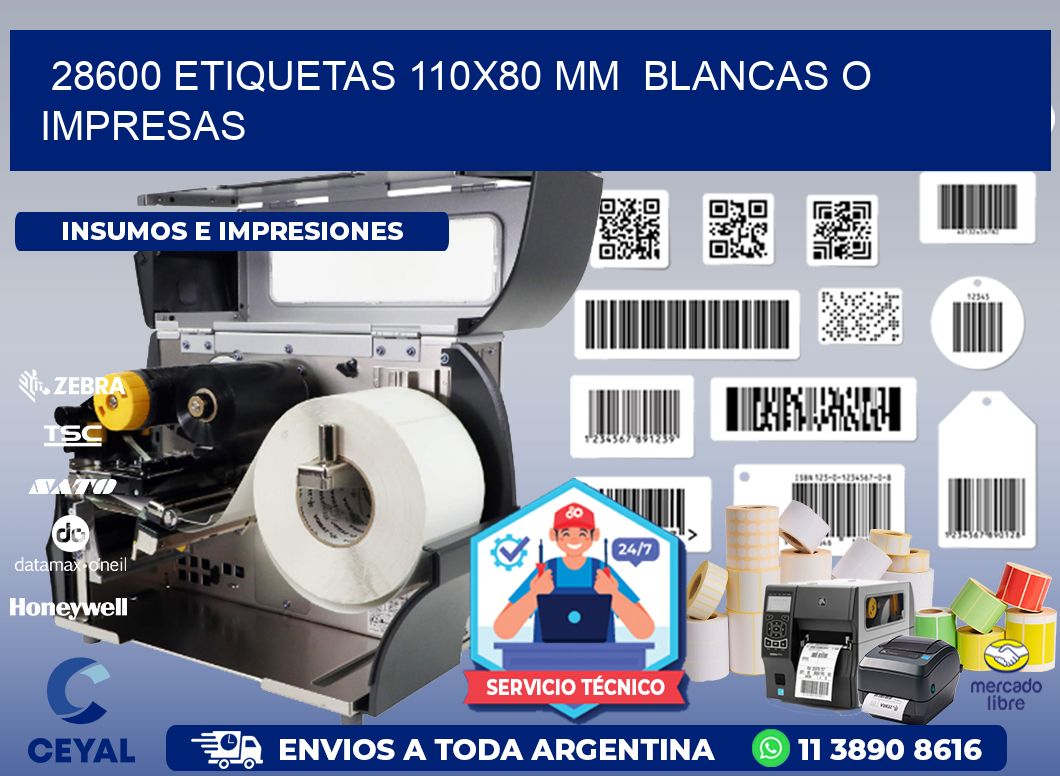 28600 ETIQUETAS 110x80 mm  BLANCAS O IMPRESAS