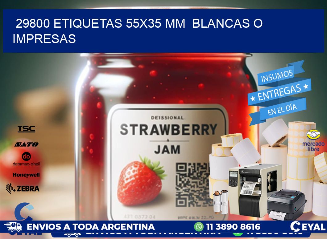 29800 ETIQUETAS 55x35 mm  BLANCAS O IMPRESAS