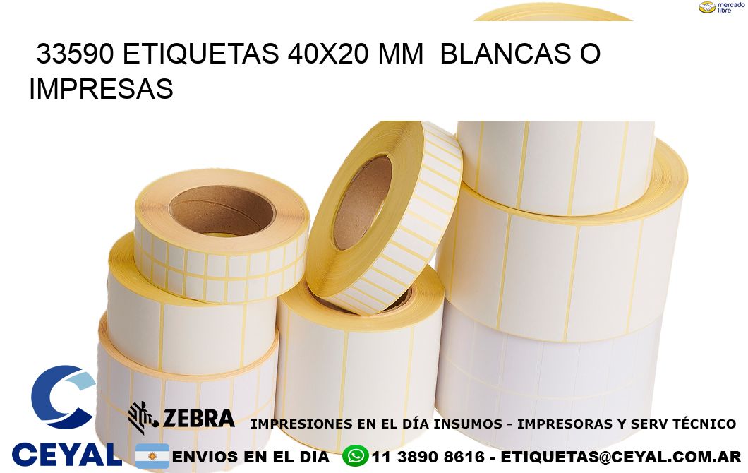 33590 ETIQUETAS 40x20 mm  BLANCAS O IMPRESAS