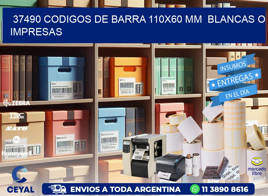 37490 CODIGOS DE BARRA 110x60 mm  BLANCAS O IMPRESAS