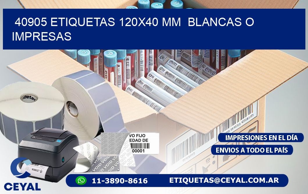 40905 ETIQUETAS 120×40 mm  BLANCAS O IMPRESAS