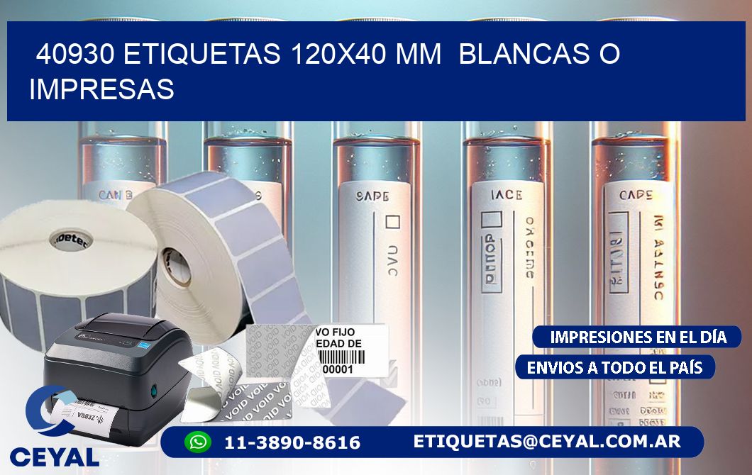 40930 ETIQUETAS 120x40 mm  BLANCAS O IMPRESAS