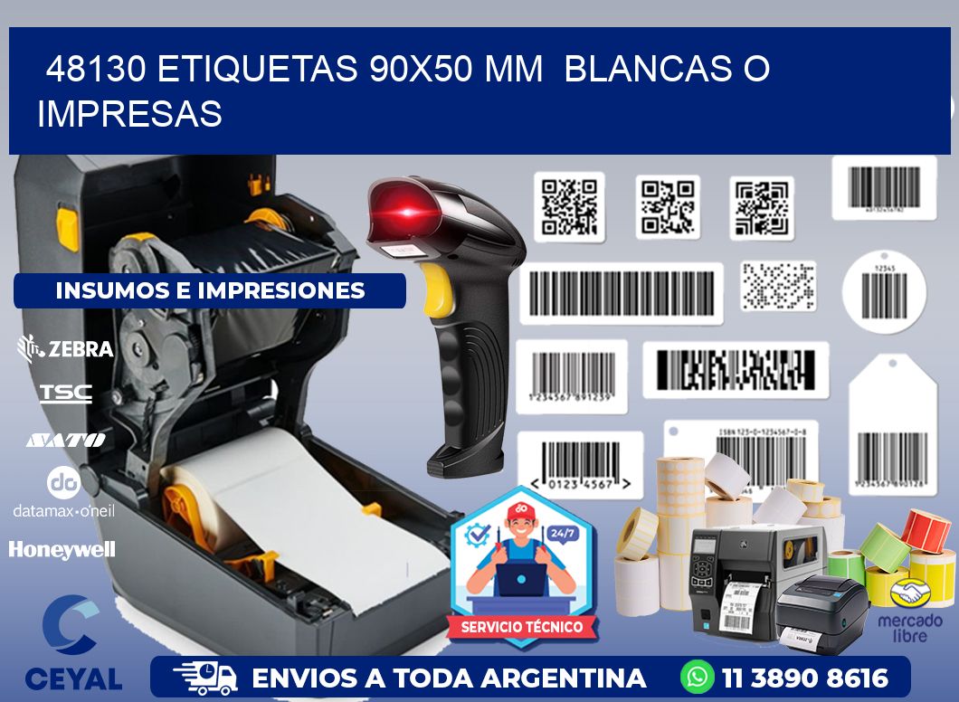 48130 ETIQUETAS 90x50 mm  BLANCAS O IMPRESAS