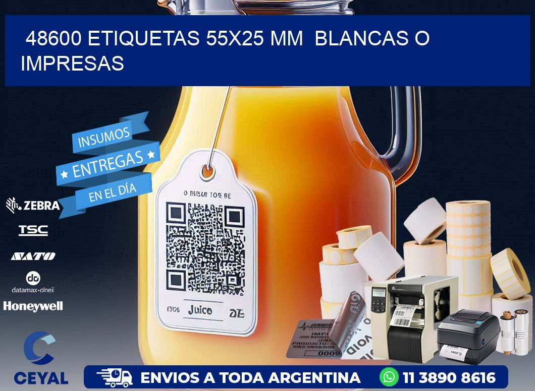 48600 ETIQUETAS 55x25 mm  BLANCAS O IMPRESAS