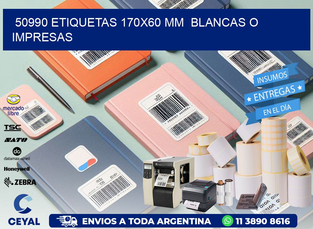 50990 ETIQUETAS 170x60 mm  BLANCAS O IMPRESAS