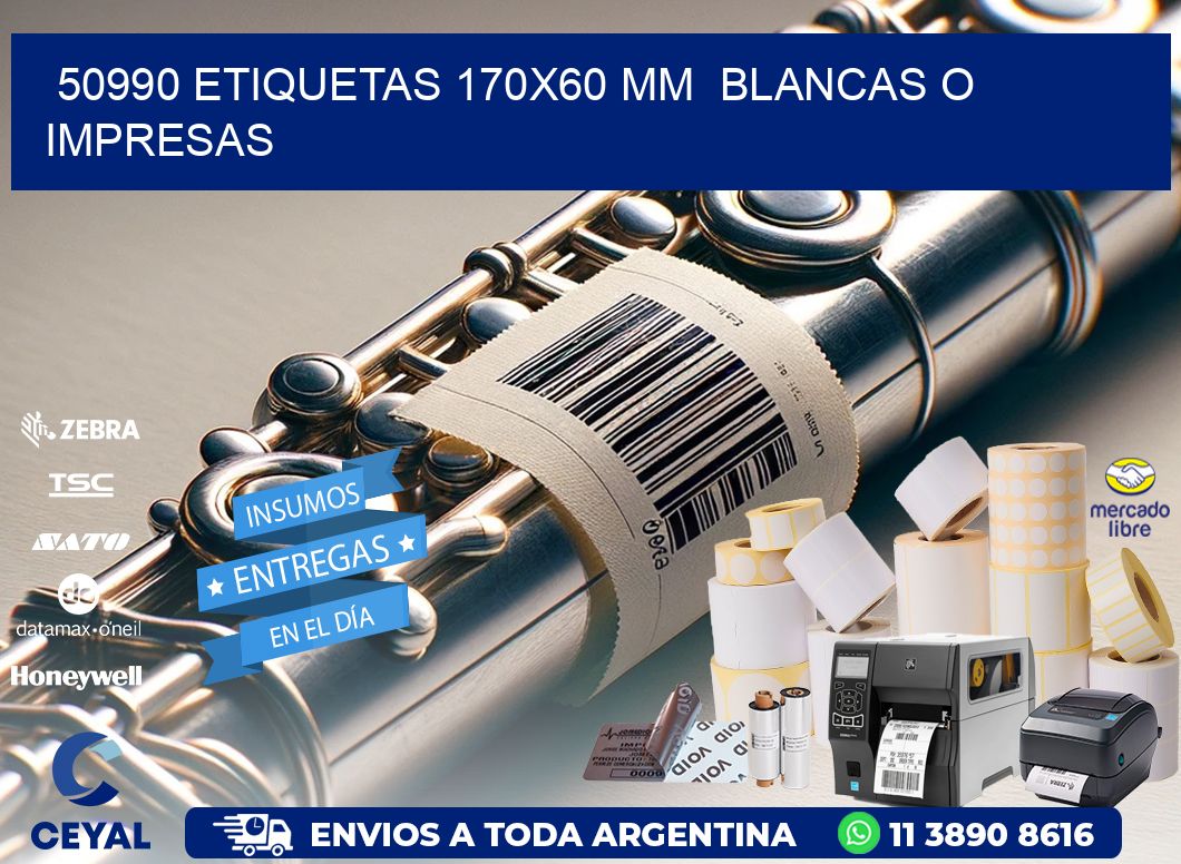 50990 ETIQUETAS 170x60 mm  BLANCAS O IMPRESAS