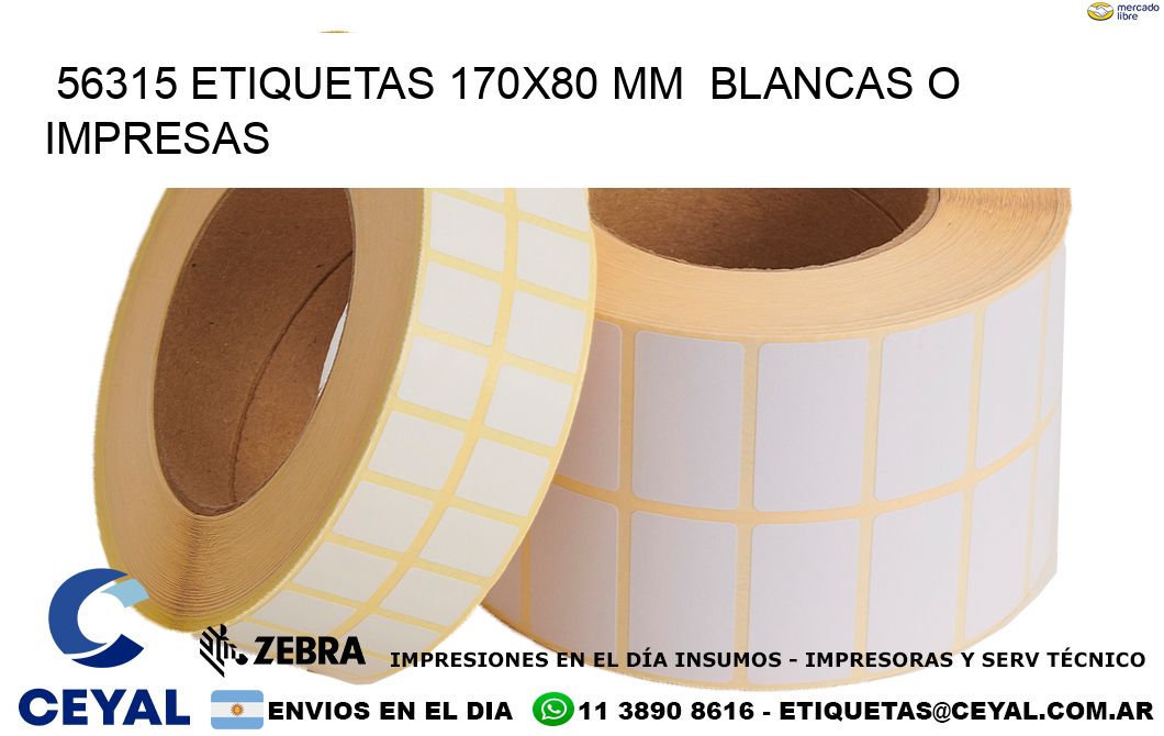 56315 ETIQUETAS 170x80 mm  BLANCAS O IMPRESAS