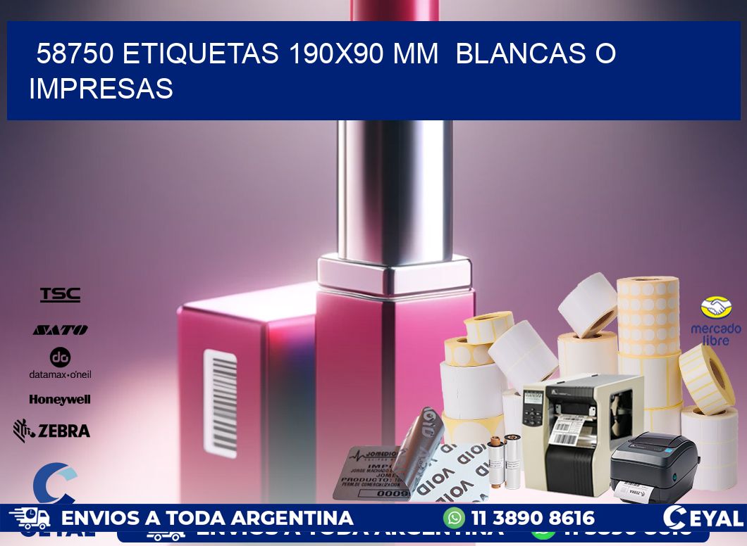 58750 ETIQUETAS 190×90 mm  BLANCAS O IMPRESAS