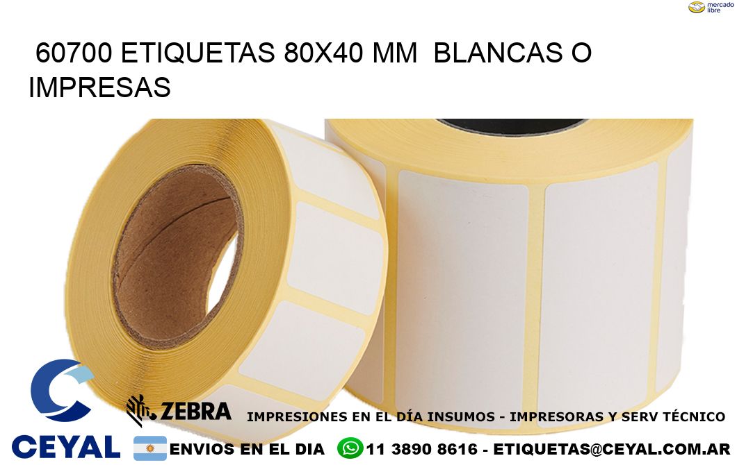 60700 ETIQUETAS 80x40 mm  BLANCAS O IMPRESAS