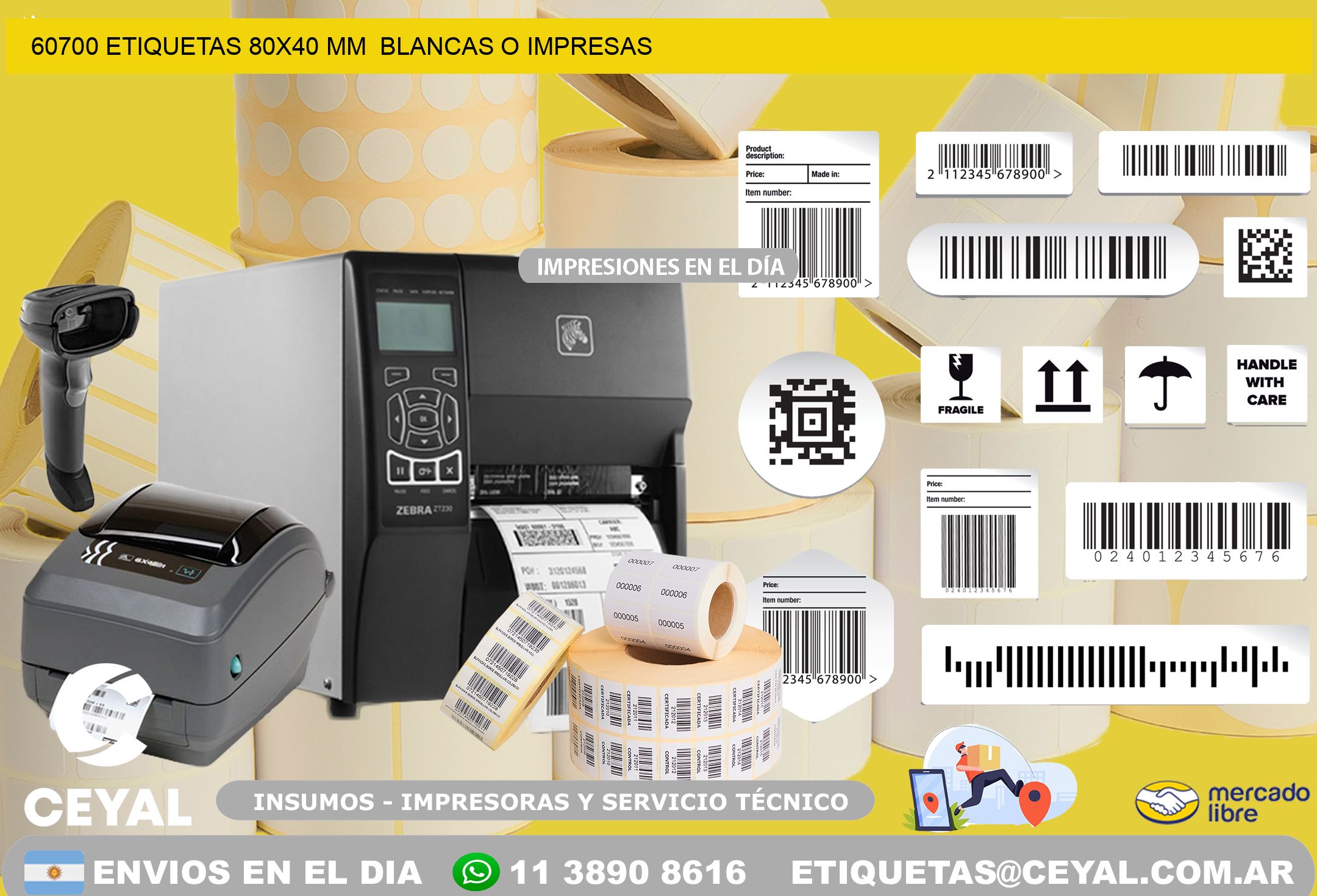 60700 ETIQUETAS 80×40 mm  BLANCAS O IMPRESAS