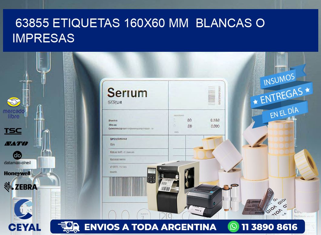 63855 ETIQUETAS 160×60 mm  BLANCAS O IMPRESAS