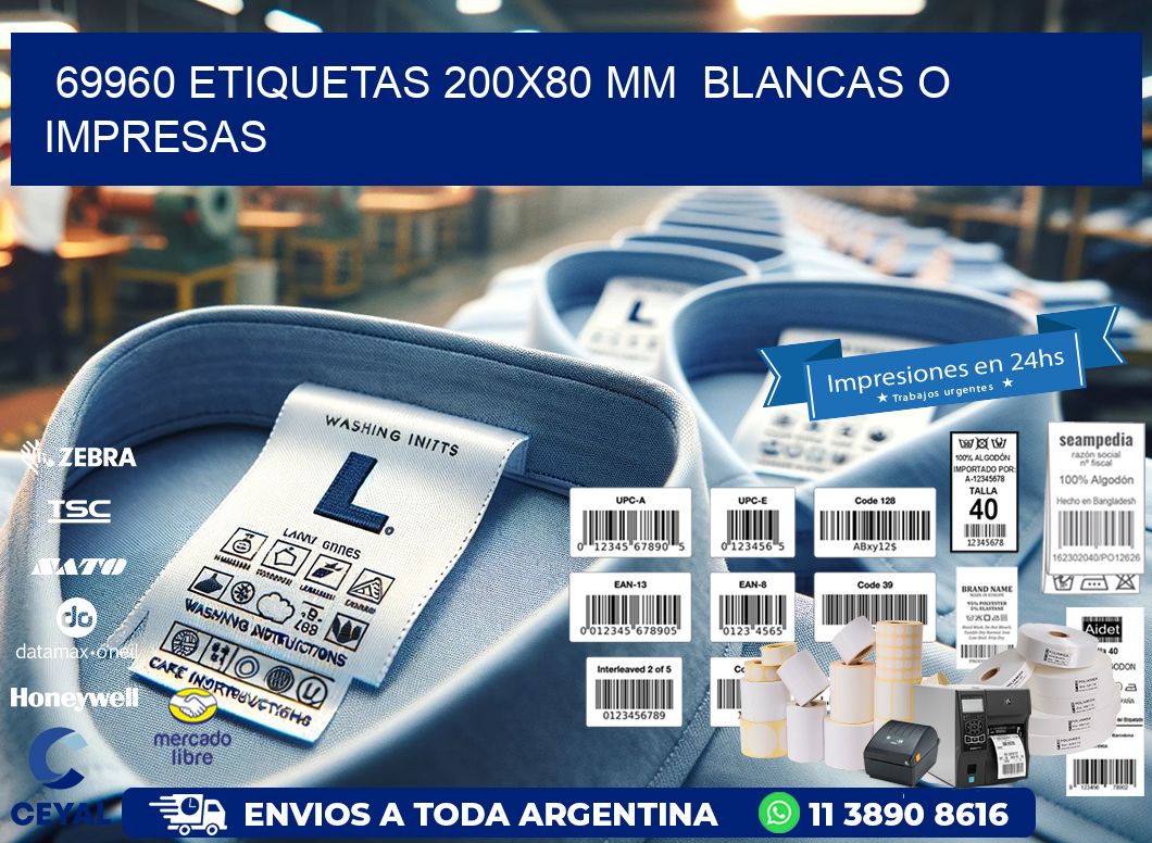 69960 ETIQUETAS 200x80 mm  BLANCAS O IMPRESAS