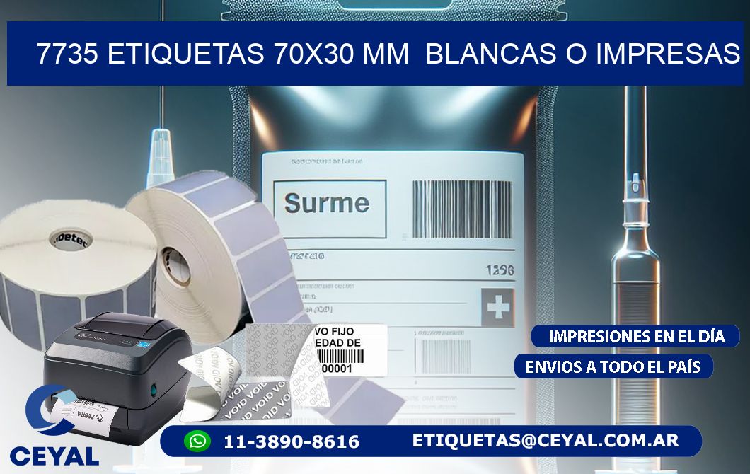 7735 ETIQUETAS 70×30 mm  BLANCAS O IMPRESAS