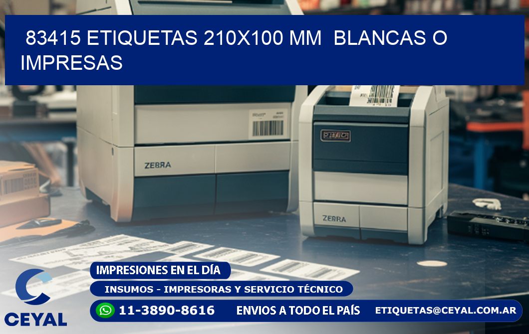 83415 ETIQUETAS 210x100 mm  BLANCAS O IMPRESAS