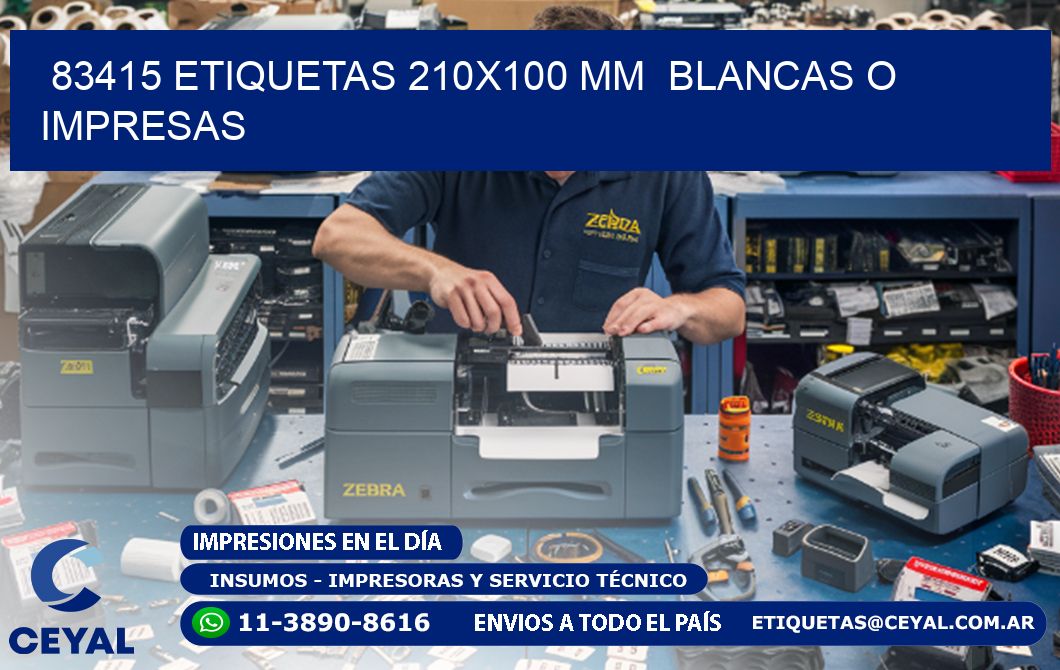 83415 ETIQUETAS 210x100 mm  BLANCAS O IMPRESAS