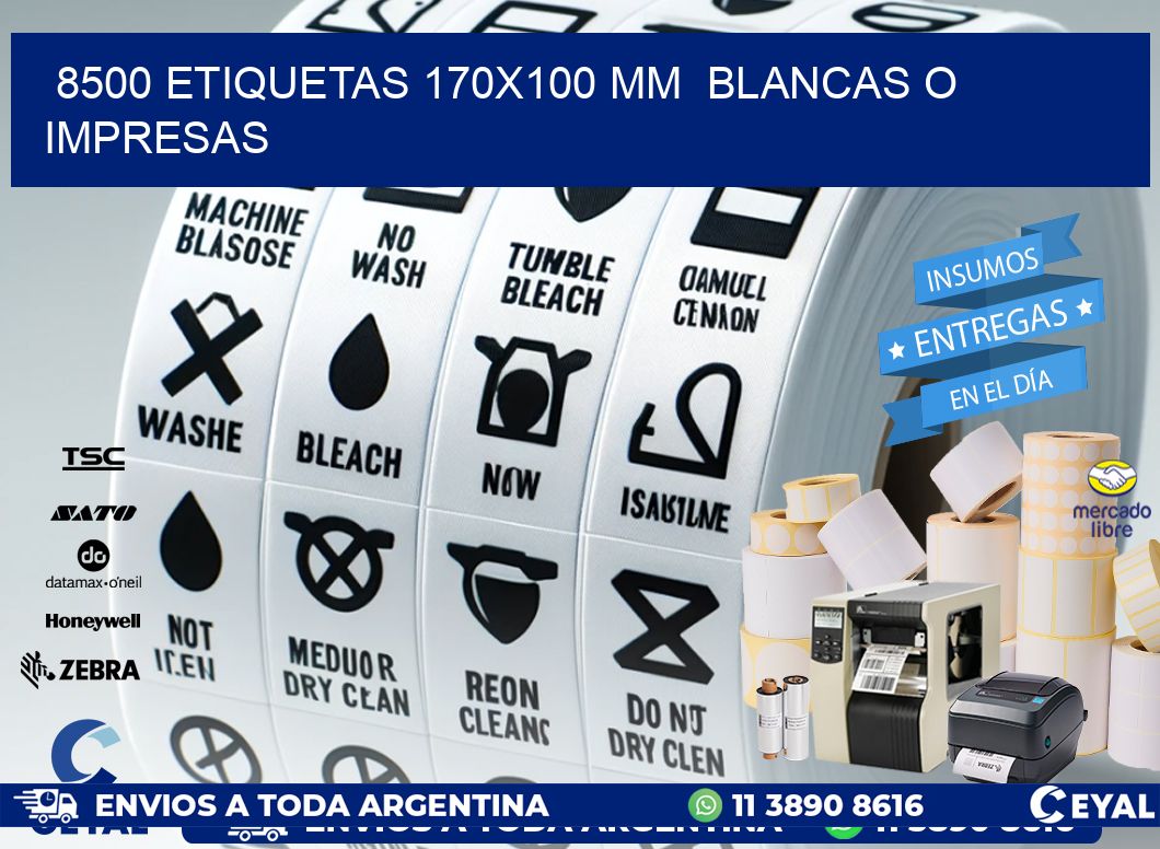 8500 ETIQUETAS 170x100 mm  BLANCAS O IMPRESAS