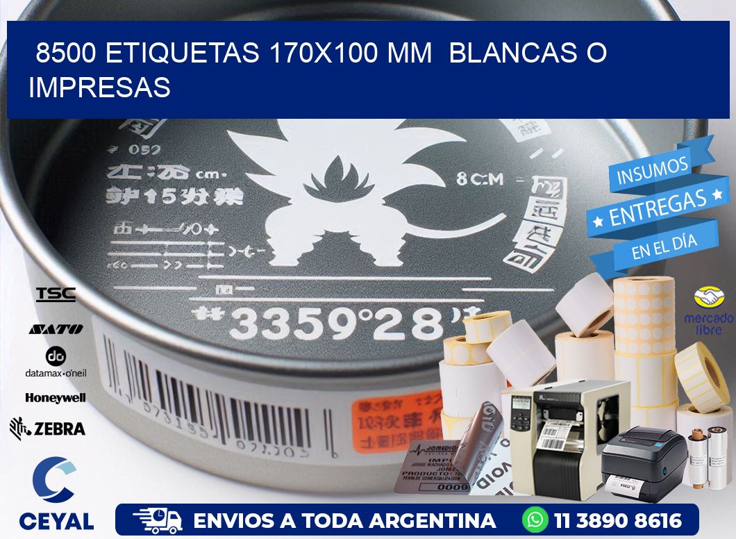 8500 ETIQUETAS 170x100 mm  BLANCAS O IMPRESAS