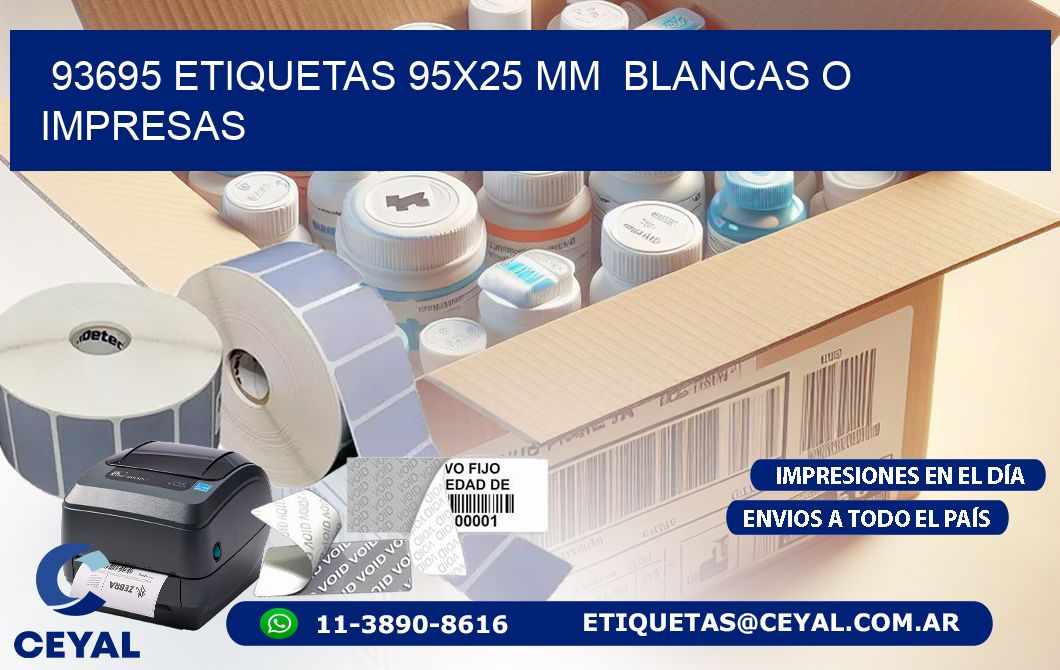 93695 ETIQUETAS 95x25 mm  BLANCAS O IMPRESAS