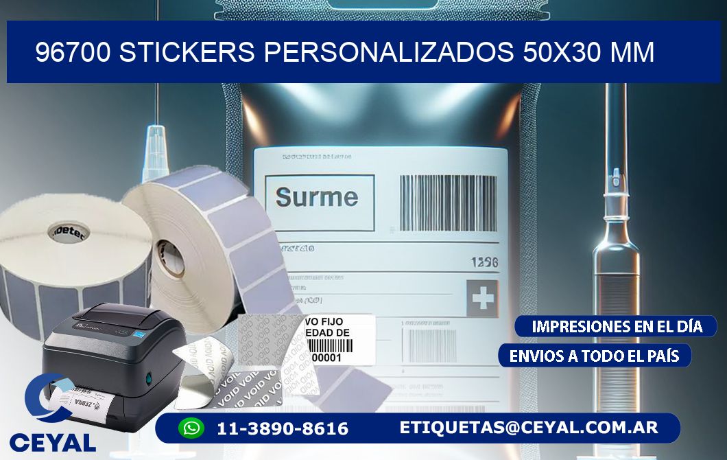 96700 STICKERS PERSONALIZADOS 50x30 mm