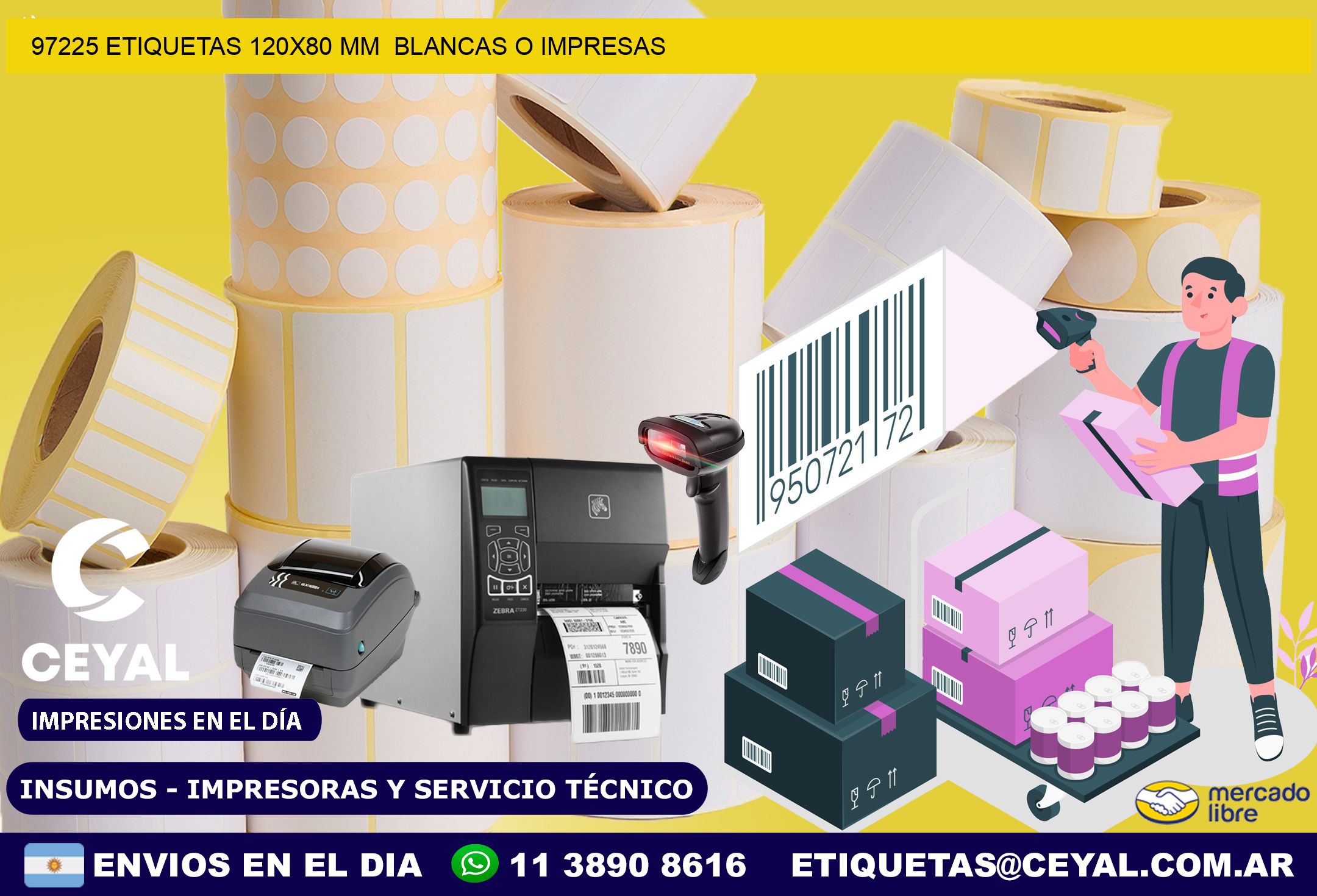 97225 ETIQUETAS 120×80 mm  BLANCAS O IMPRESAS