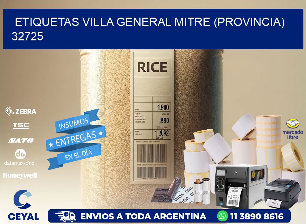 ETIQUETAS VILLA GENERAL MITRE (PROVINCIA) 32725