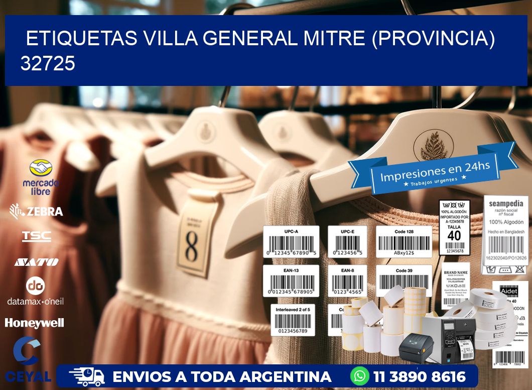 ETIQUETAS VILLA GENERAL MITRE (PROVINCIA) 32725