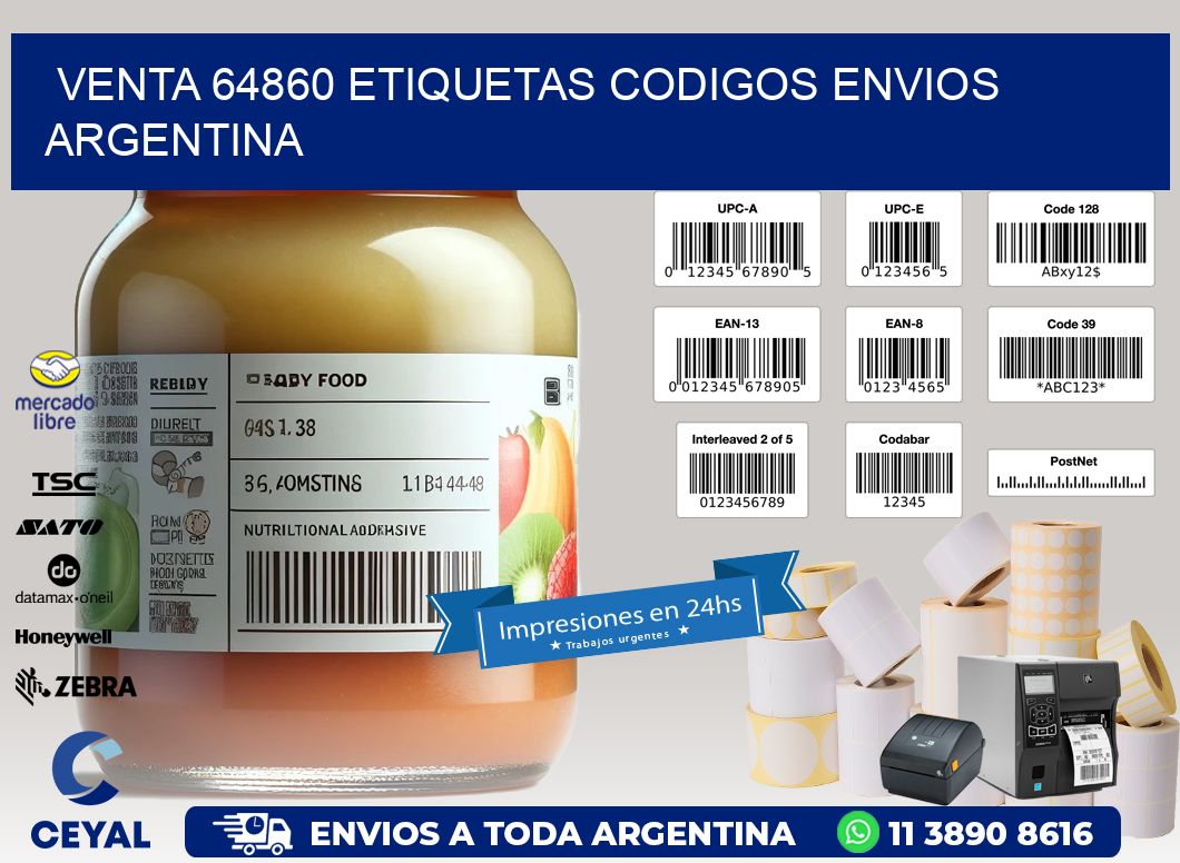 VENTA 64860 ETIQUETAS CODIGOS ENVIOS ARGENTINA