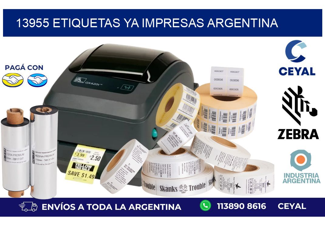 13955 ETIQUETAS YA IMPRESAS ARGENTINA