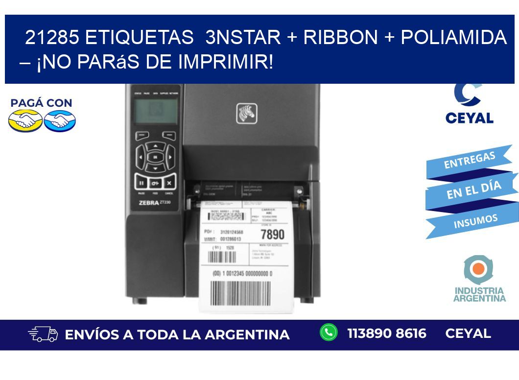 21285 etiquetas 3nStar + Ribbon + poliamida – ¡No Parás de Imprimir!