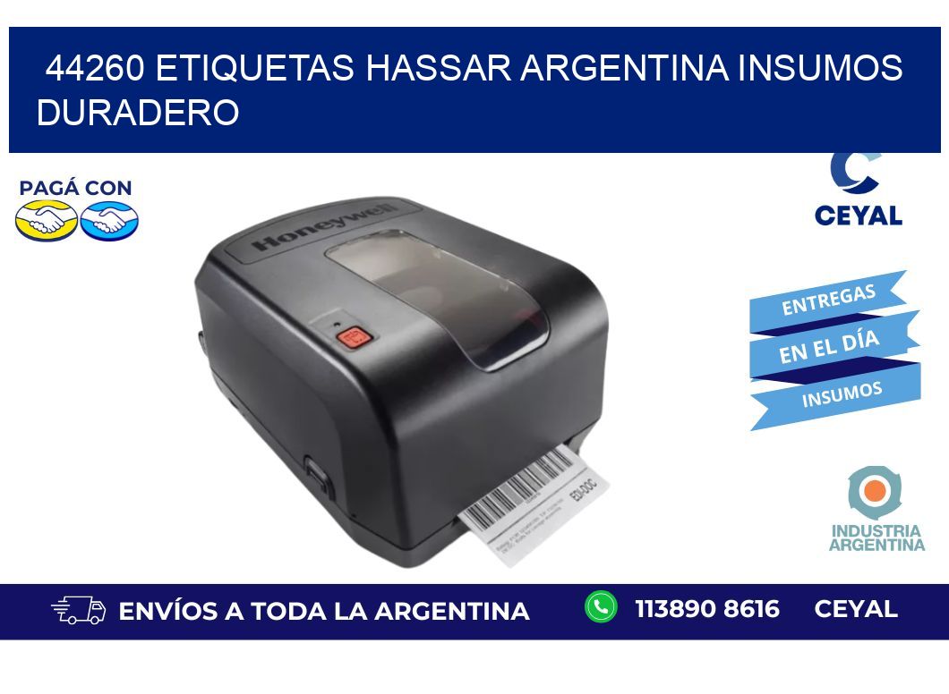 44260 etiquetas hassar argentina INSUMOS DURADERO