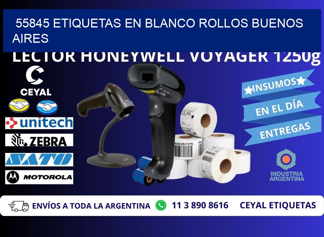 55845 ETIQUETAS EN BLANCO ROLLOS BUENOS AIRES
