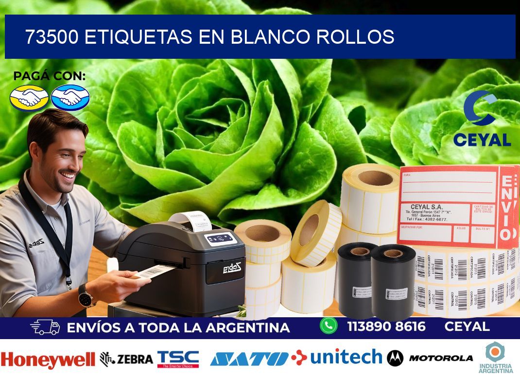73500 ETIQUETAS EN BLANCO ROLLOS