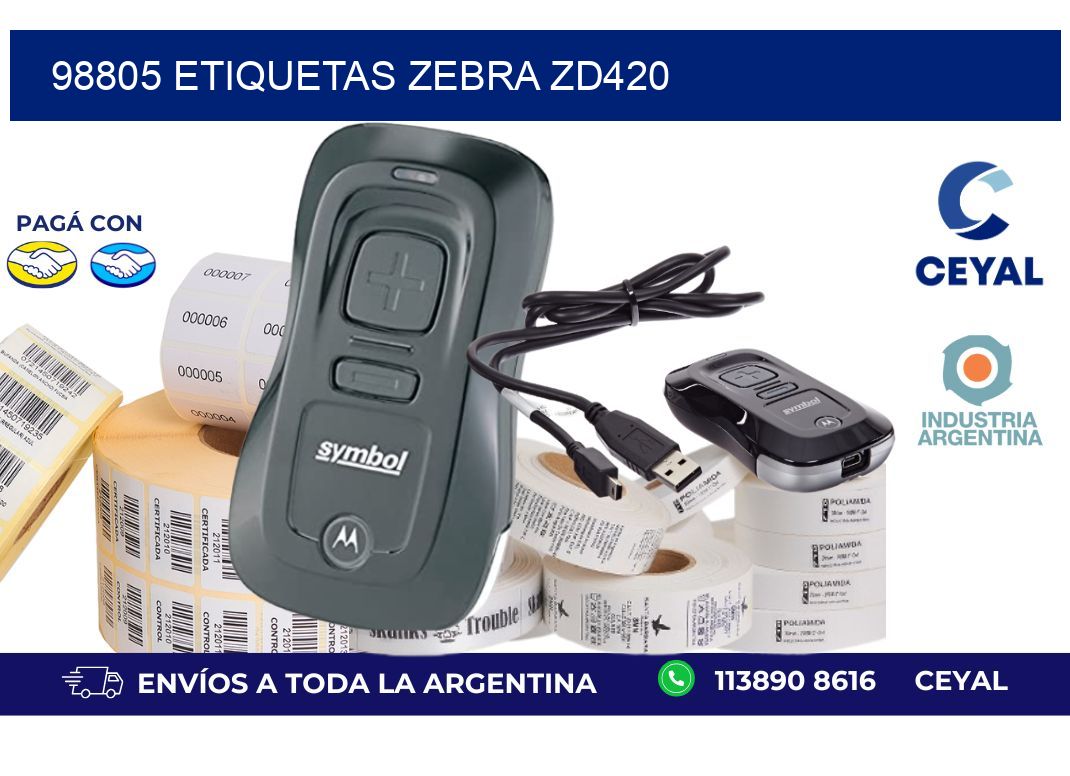 98805 ETIQUETAS ZEBRA ZD420