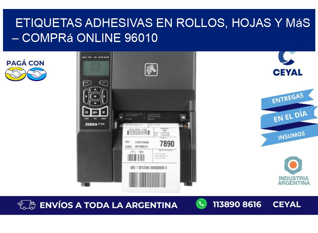 Etiquetas Adhesivas en Rollos, Hojas y Más – Comprá Online 96010