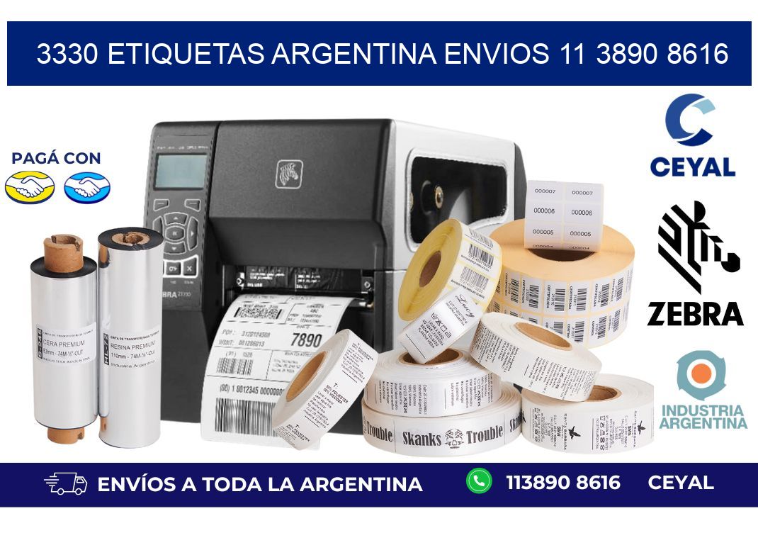 3330 ETIQUETAS ARGENTINA ENVIOS 11 3890 8616