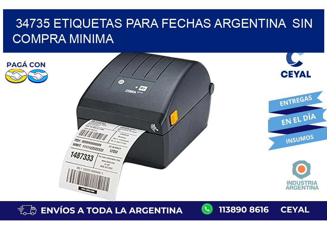 34735 ETIQUETAS PARA FECHAS ARGENTINA  SIN COMPRA MINIMA