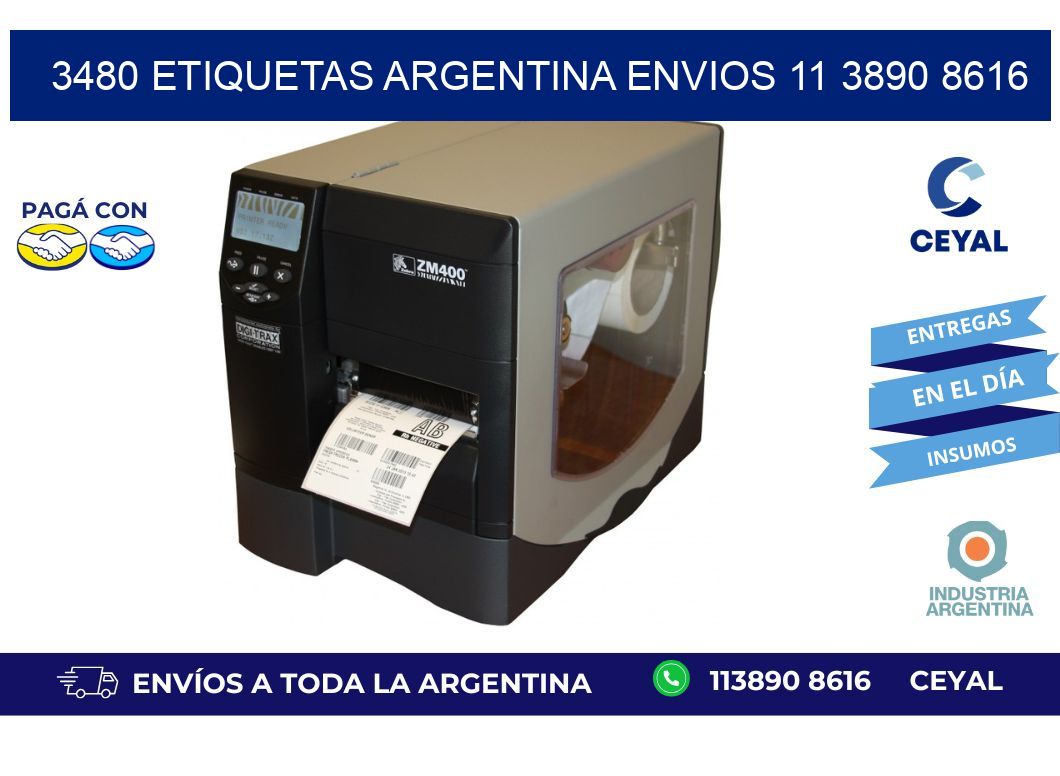 3480 ETIQUETAS ARGENTINA ENVIOS 11 3890 8616