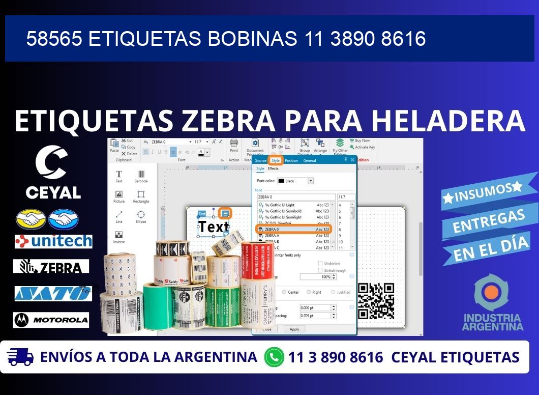 58565 ETIQUETAS BOBINAS 11 3890 8616
