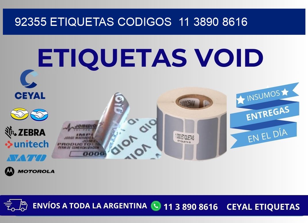 92355 ETIQUETAS CODIGOS  11 3890 8616