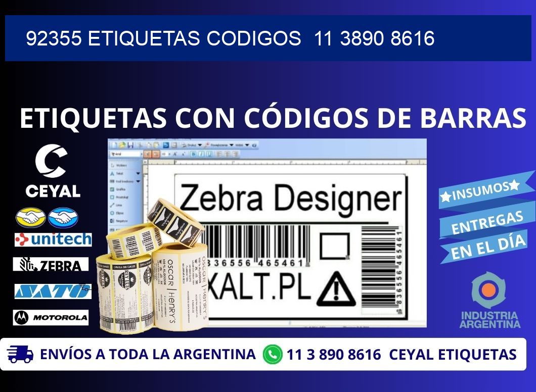 92355 ETIQUETAS CODIGOS  11 3890 8616
