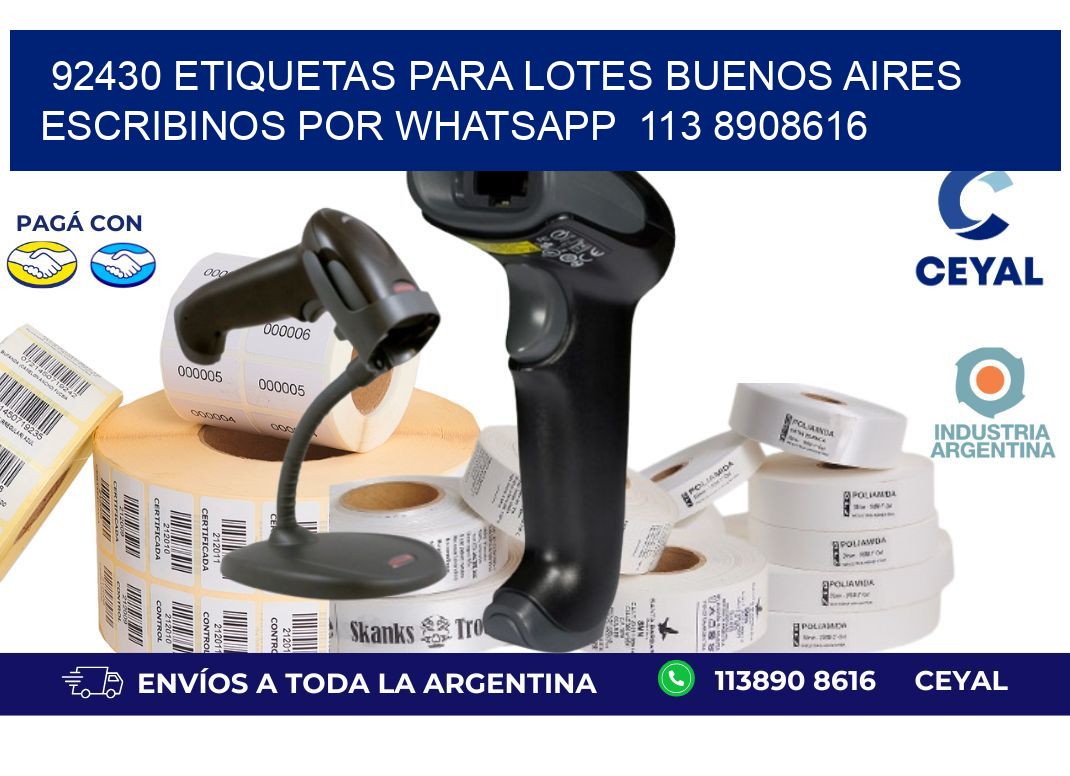 92430 ETIQUETAS PARA LOTES BUENOS AIRES ESCRIBINOS POR WHATSAPP  113 8908616