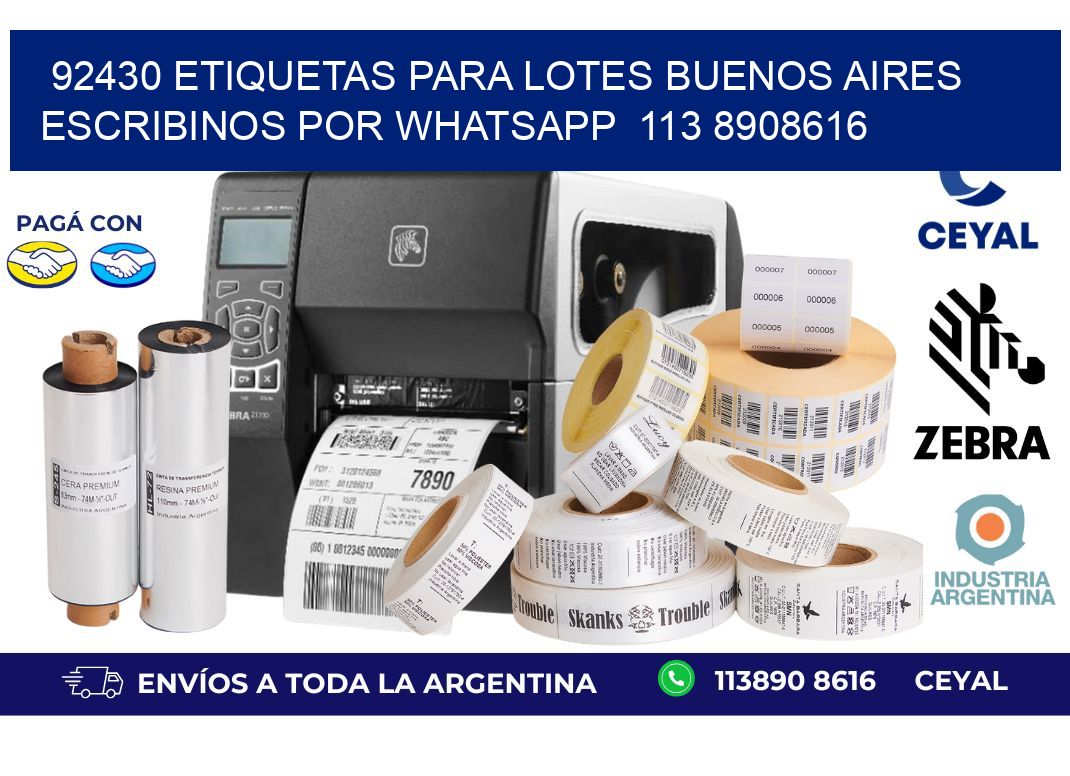 92430 ETIQUETAS PARA LOTES BUENOS AIRES ESCRIBINOS POR WHATSAPP  113 8908616