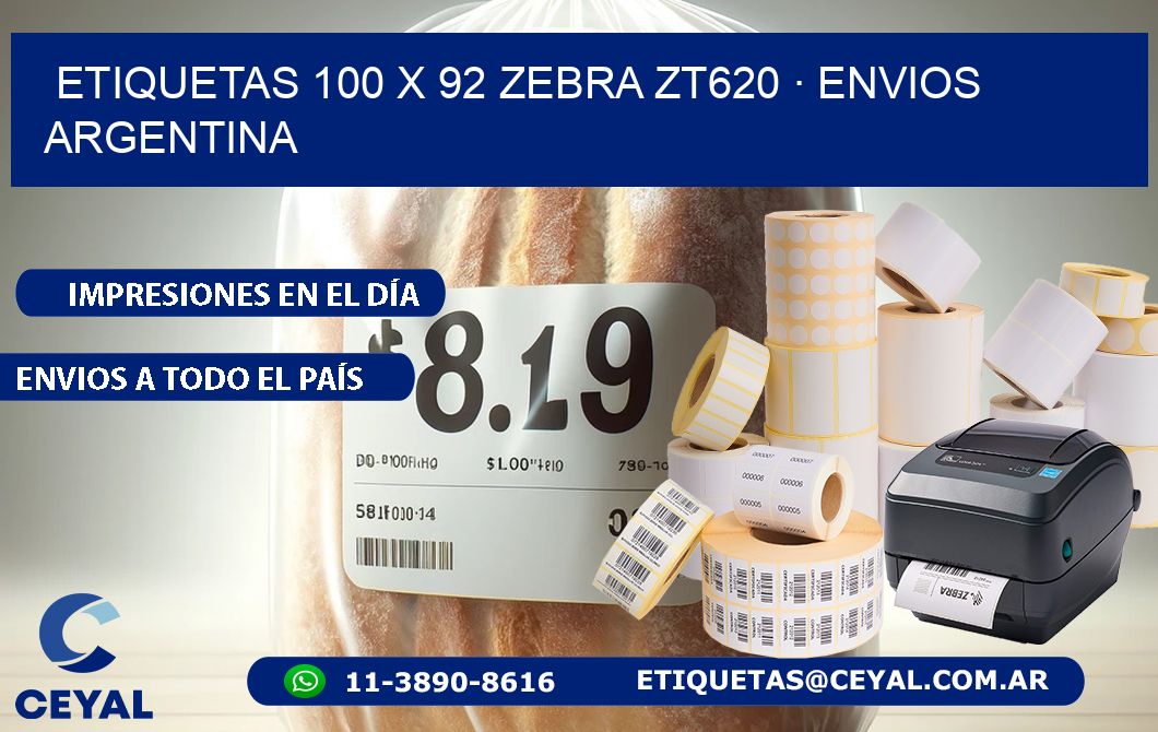 ETIQUETAS 100 x 92 ZEBRA ZT620 · ENVIOS ARGENTINA