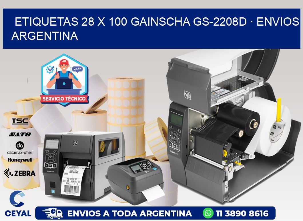 ETIQUETAS 28 x 100 GAINSCHA GS-2208D · ENVIOS ARGENTINA