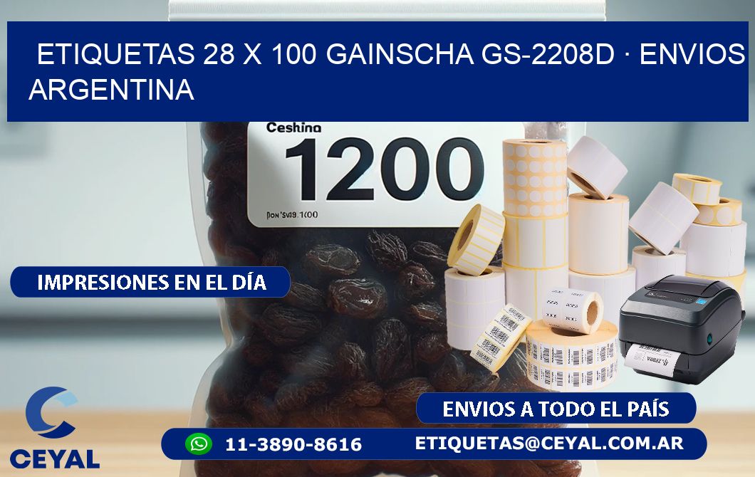ETIQUETAS 28 x 100 GAINSCHA GS-2208D · ENVIOS ARGENTINA