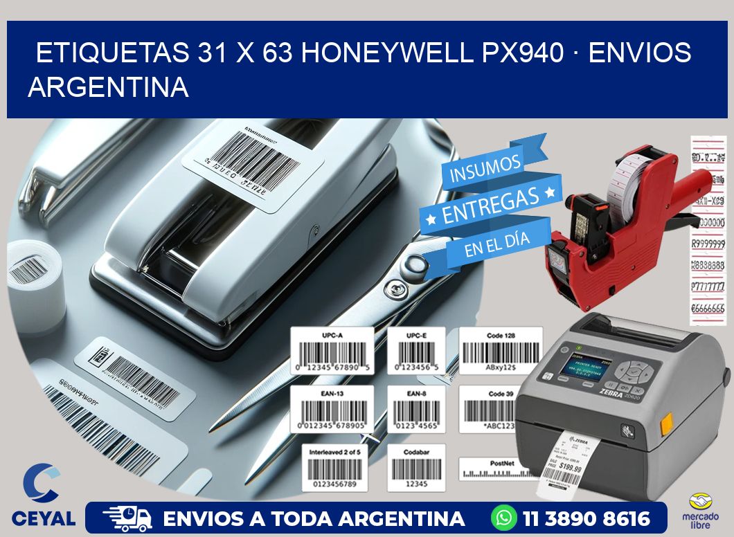 ETIQUETAS 31 x 63 HONEYWELL PX940 · ENVIOS ARGENTINA