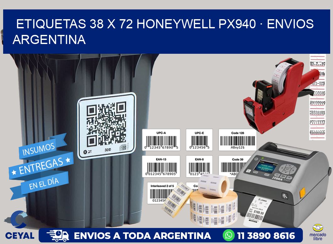 ETIQUETAS 38 x 72 HONEYWELL PX940 · ENVIOS ARGENTINA