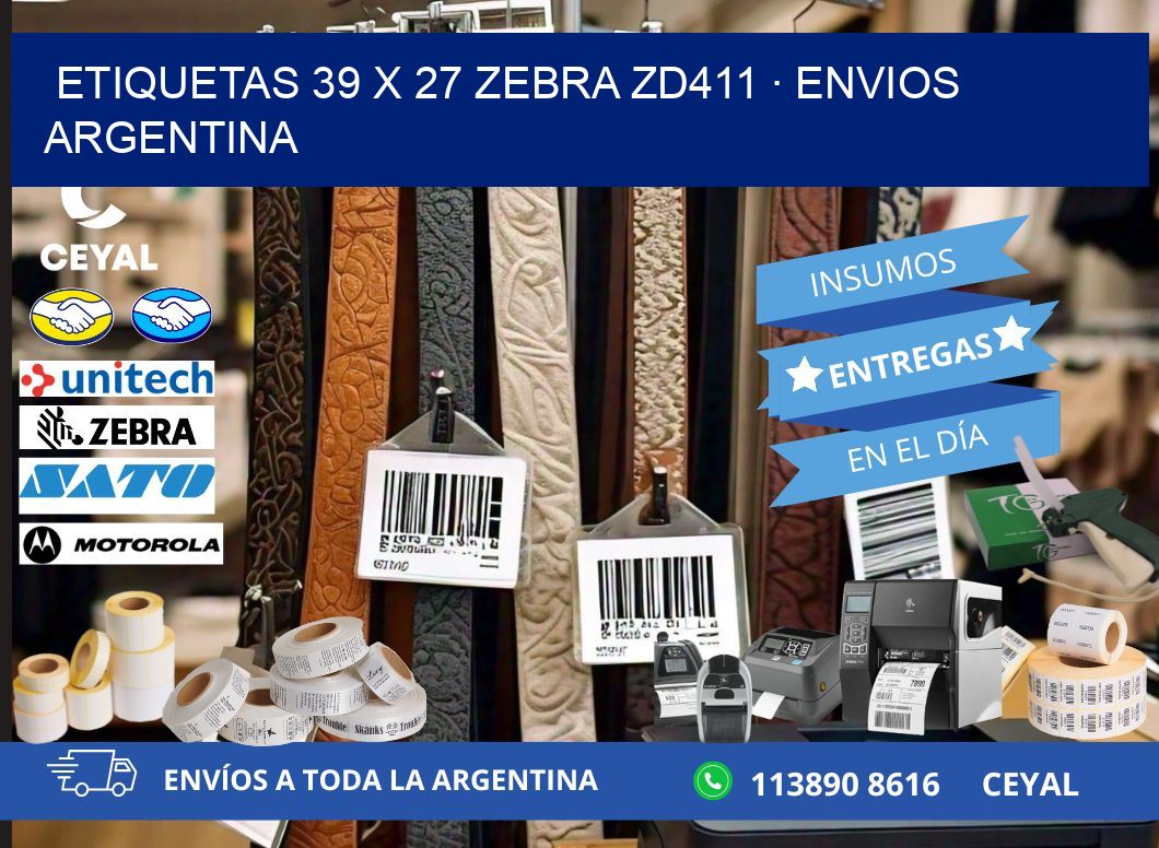 ETIQUETAS 39 x 27 ZEBRA ZD411 · ENVIOS ARGENTINA
