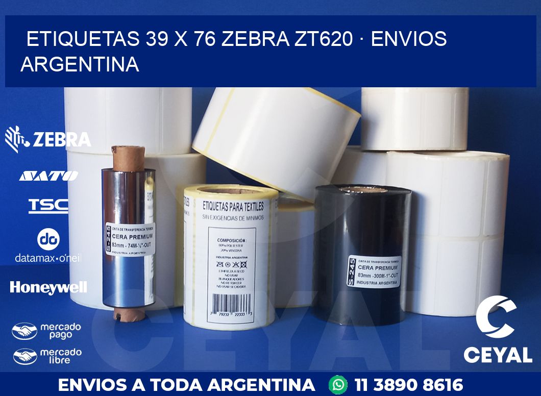 ETIQUETAS 39 x 76 ZEBRA ZT620 · ENVIOS ARGENTINA
